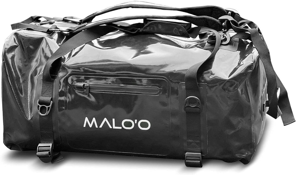 Malo’o Airtight Waterproof Adventure Duffle, Heavy Duty Submersible Dry Bag Duffel with Watertight Zipper and DryCore Technology, Waterproof Gear Bag, Black