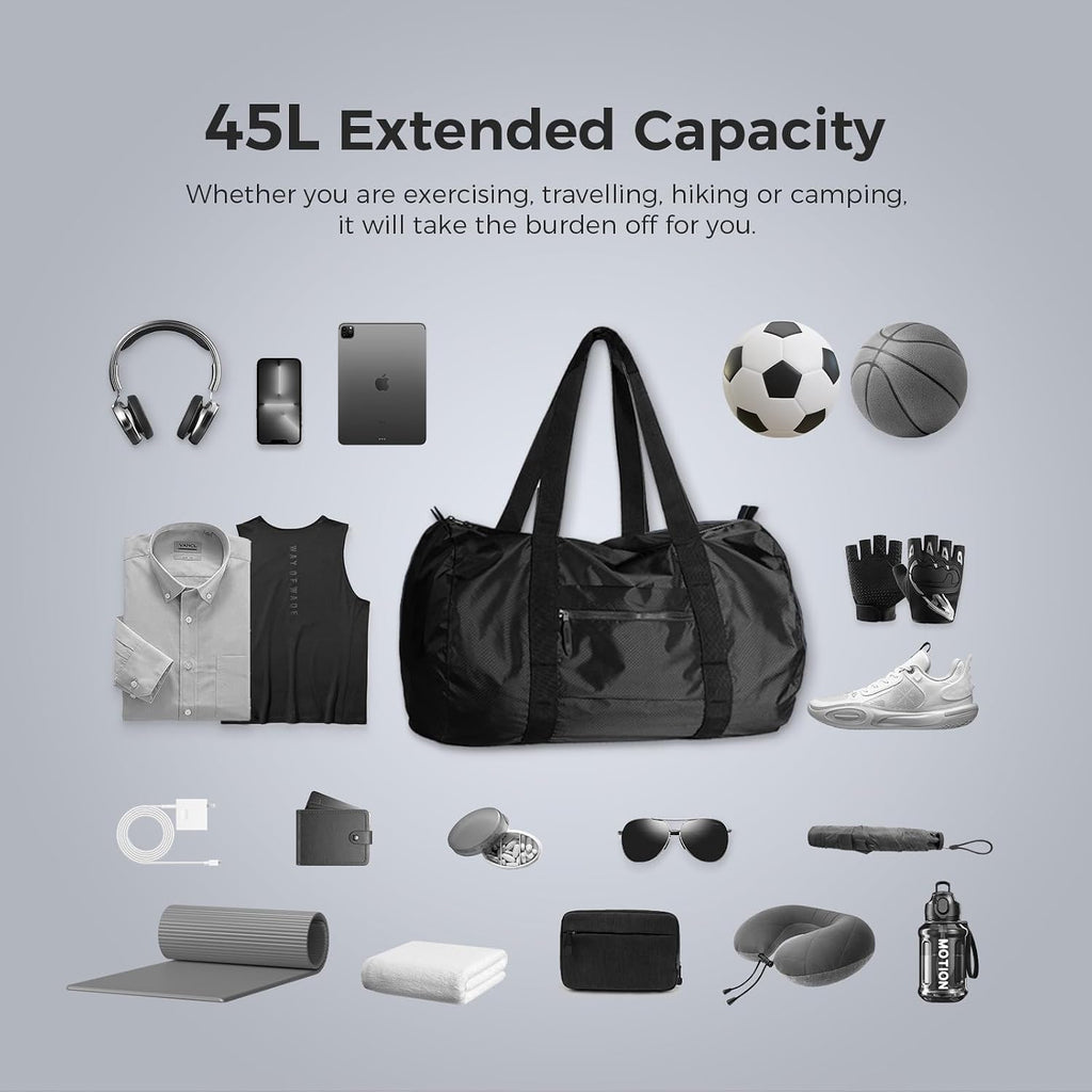 pack all Lightweight Travel Duffel Bag, 45L Foldable Weekender Bag