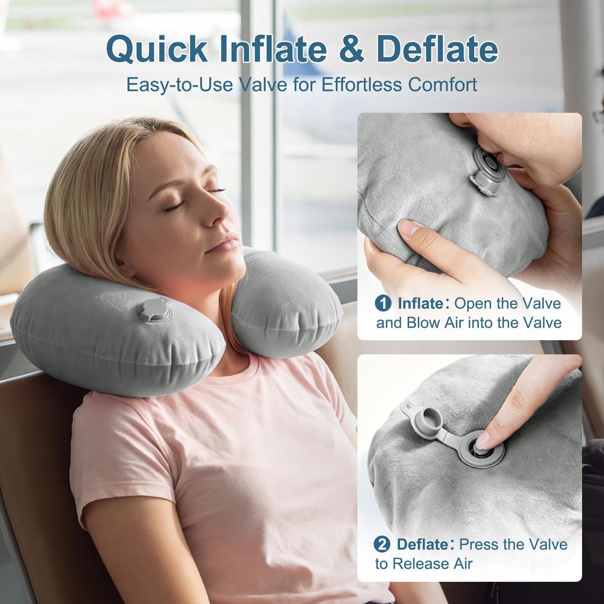 KAWAHOME Travel Blanket Airplane Compact Set with Neck Pillow, Eye Mask
