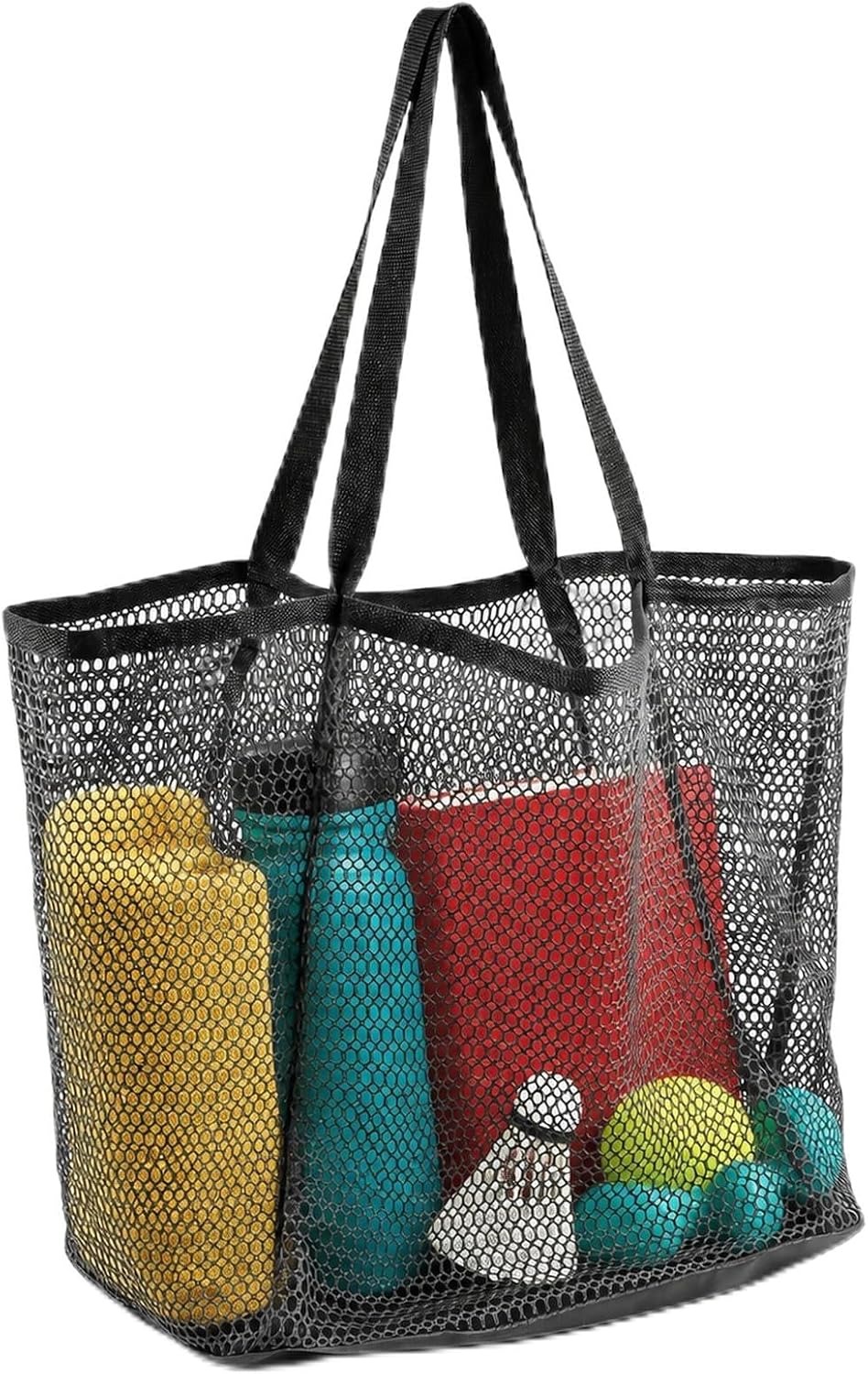 Foldable Mesh Tote Bag For Women, Summer Travel Beach Tote, Sandproof Nylon Mesh With Large Inner Pockets