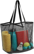 Foldable Mesh Tote Bag For Women, Summer Travel Beach Tote, Sandproof Nylon Mesh With Large Inner Pockets