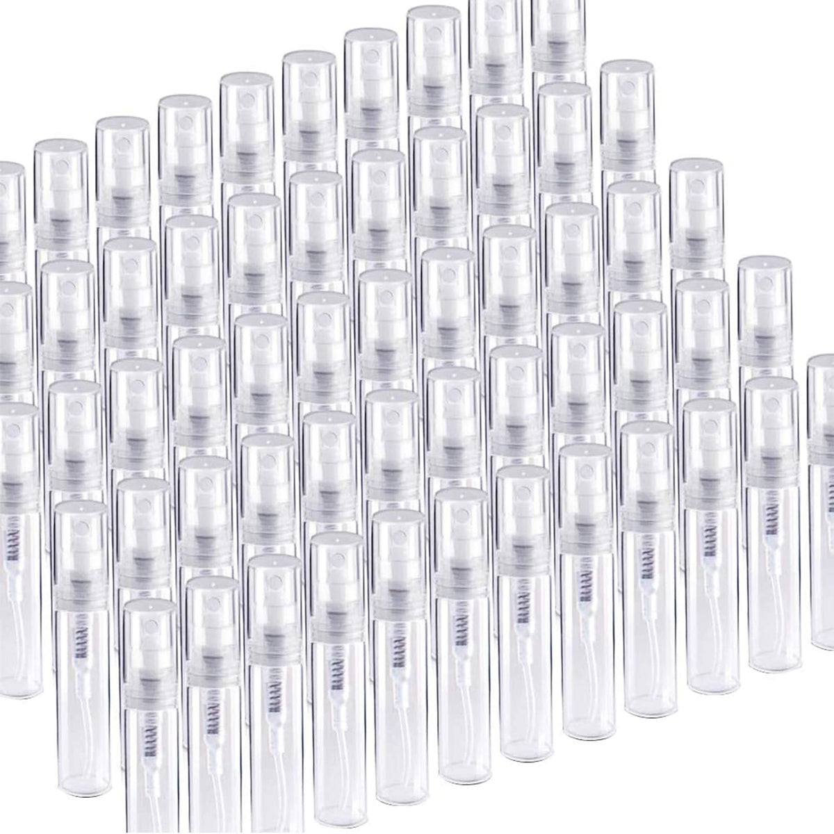 Fandamei 60 Pack 3ml Mini Spray Bottle, Clear Plastic Empty Cute Perfume Atomizer Bottle for Cleaning, Travel, Essential Oils, Perfume.