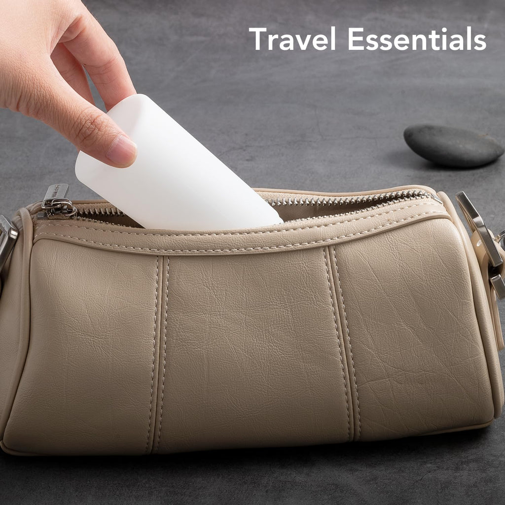 Valourgo TSA Approved 3.4oz Portable Toiletry Bottles, BPA Free Leak Proof Refillable Travel Accessories with Clear Toiletry Bag, Black, White