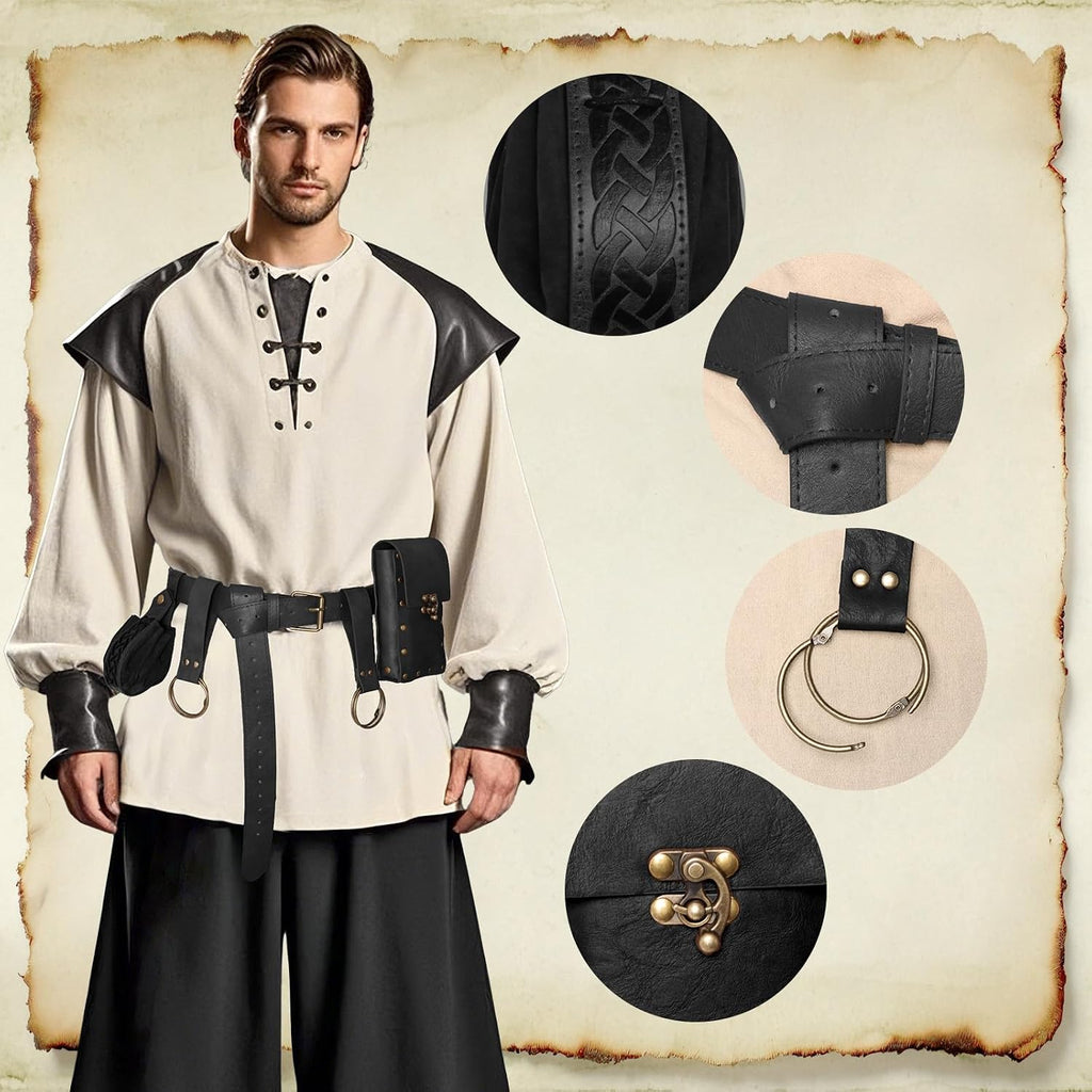 Renaissance Belt Pouch Medieval Pirate Costume Accessories Set for Cosplay