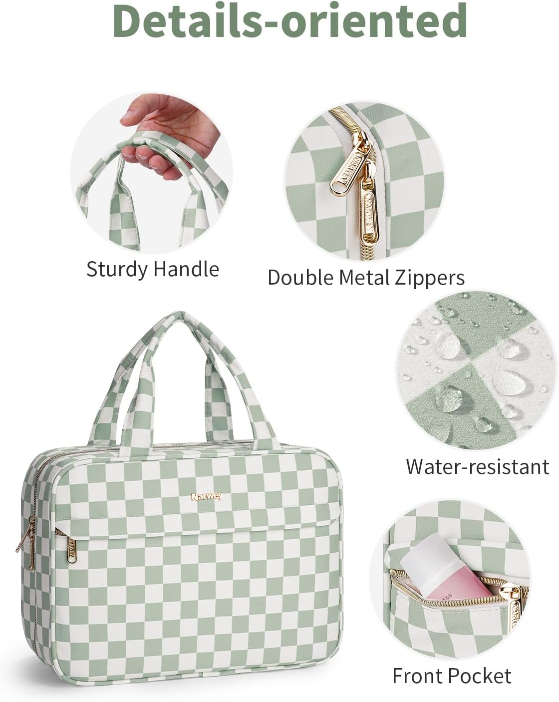 Narwey Large Hanging Travel Toiletry Bag for Women, Makeup Bag Organizer