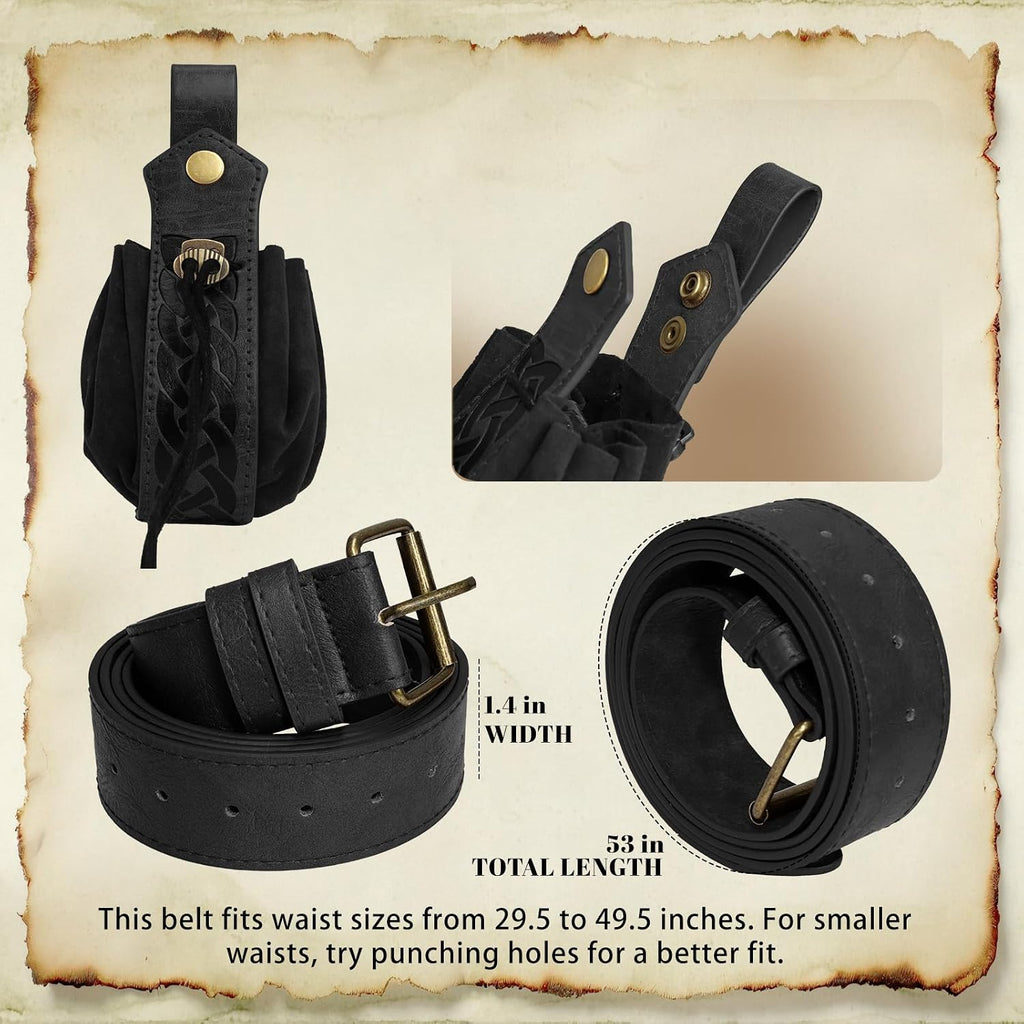 Renaissance Belt Pouch Medieval Pirate Costume Accessories Set for Cosplay