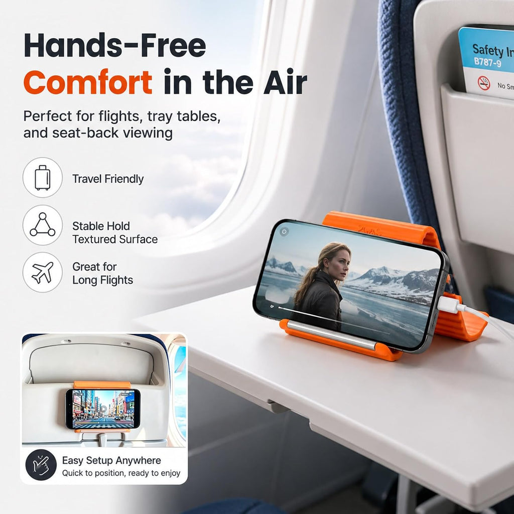 2PCS Portable Foldable Silicone Aluminum Phone Holder, Orange&Black
