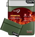 DocSafe Fireproof Document Bag (5200℉) with Fireproof Organizer Travel Case,Heat Insulated Fire＆Water Resistant 8 Layers Safe Money Bag Storage for Important Documents,Cash,Power Bank,Valuables,Green
