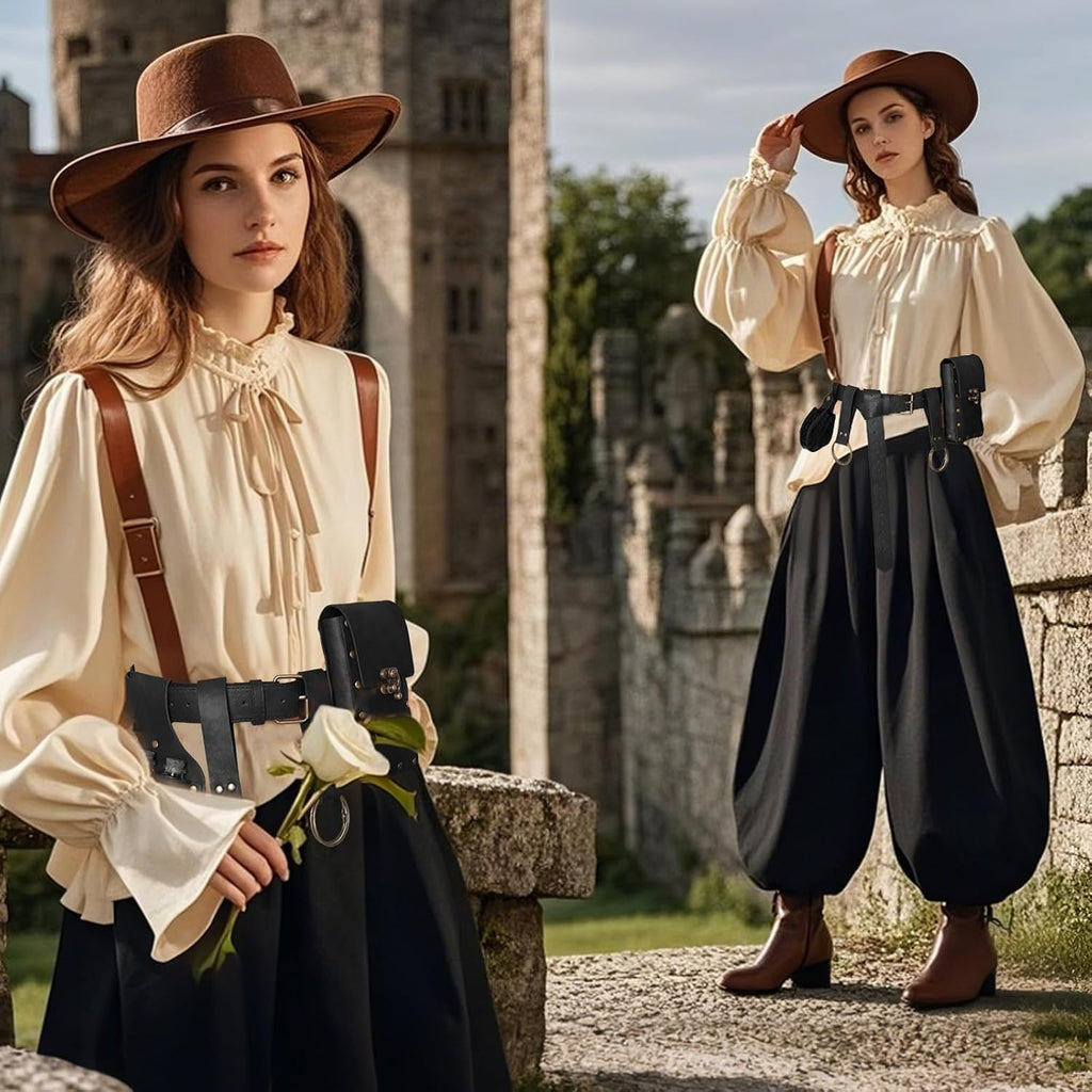Renaissance Belt Pouch Medieval Pirate Costume Accessories Set for Cosplay