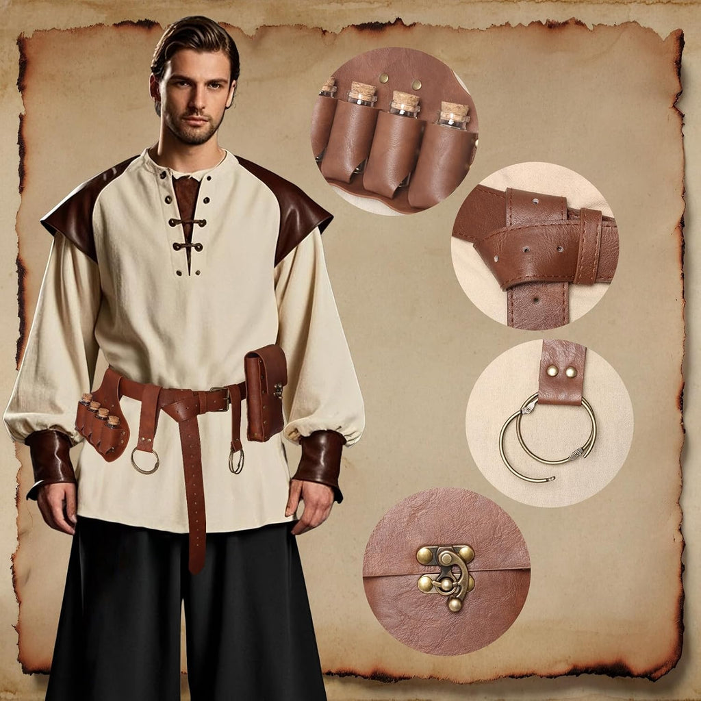 Renaissance Belt Pouch Medieval Pirate Costume Accessories Set for Cosplay