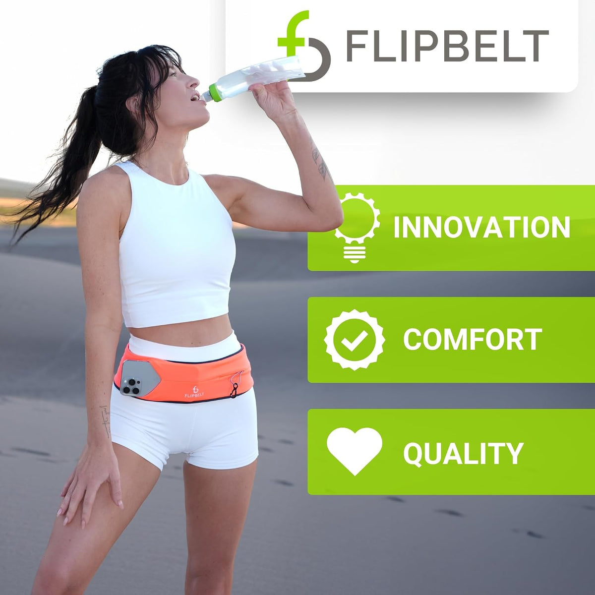 FlipBelt Classic Running Belt, Phone Holder for Running, Money Belt Pouch