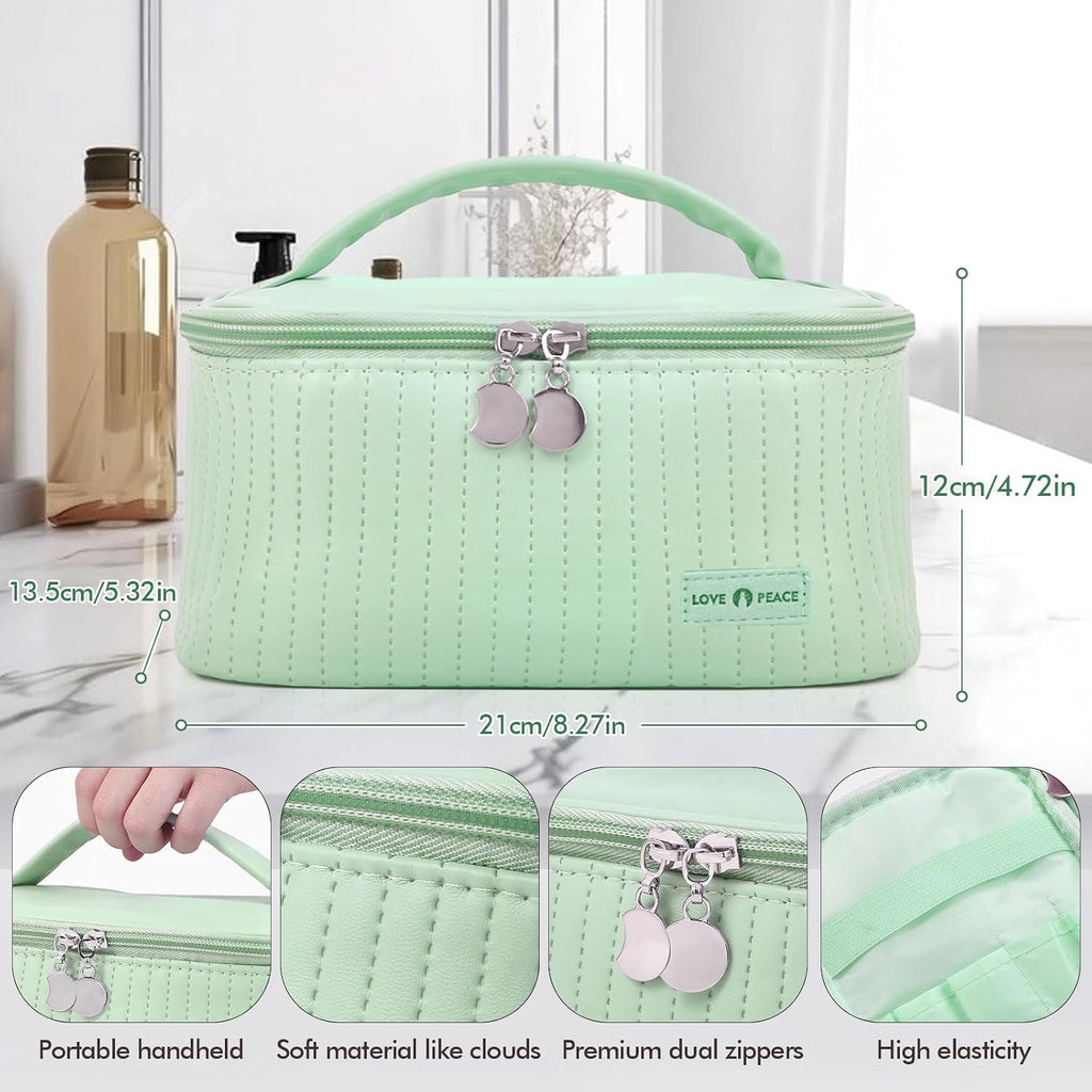 Makeup Bag Travel Cosmetic Bag, Large Capacity Makeup Organizer Bag and Storage, Portable PU Leather Pouch Toiletry Bag Make up Organizer, Cosmetic Bags for Women
