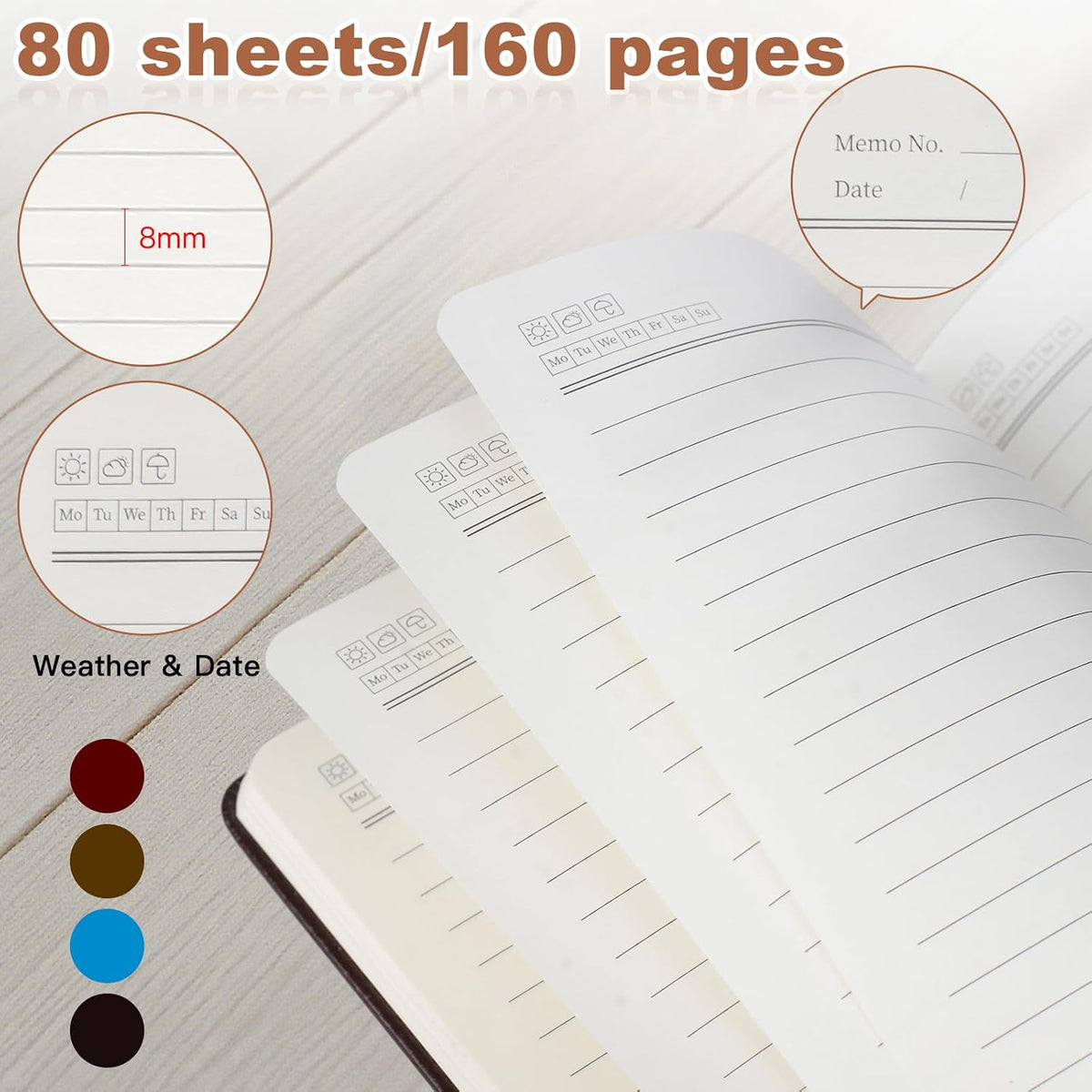 AZUREAL Journal for Women Men, Lined Journaling Notebooks A5 5.7X 8.3 in, Hardcover Leather Journal Diary 160 Pages, Journals for Writing, Travel, Business, Home & School (Brown)