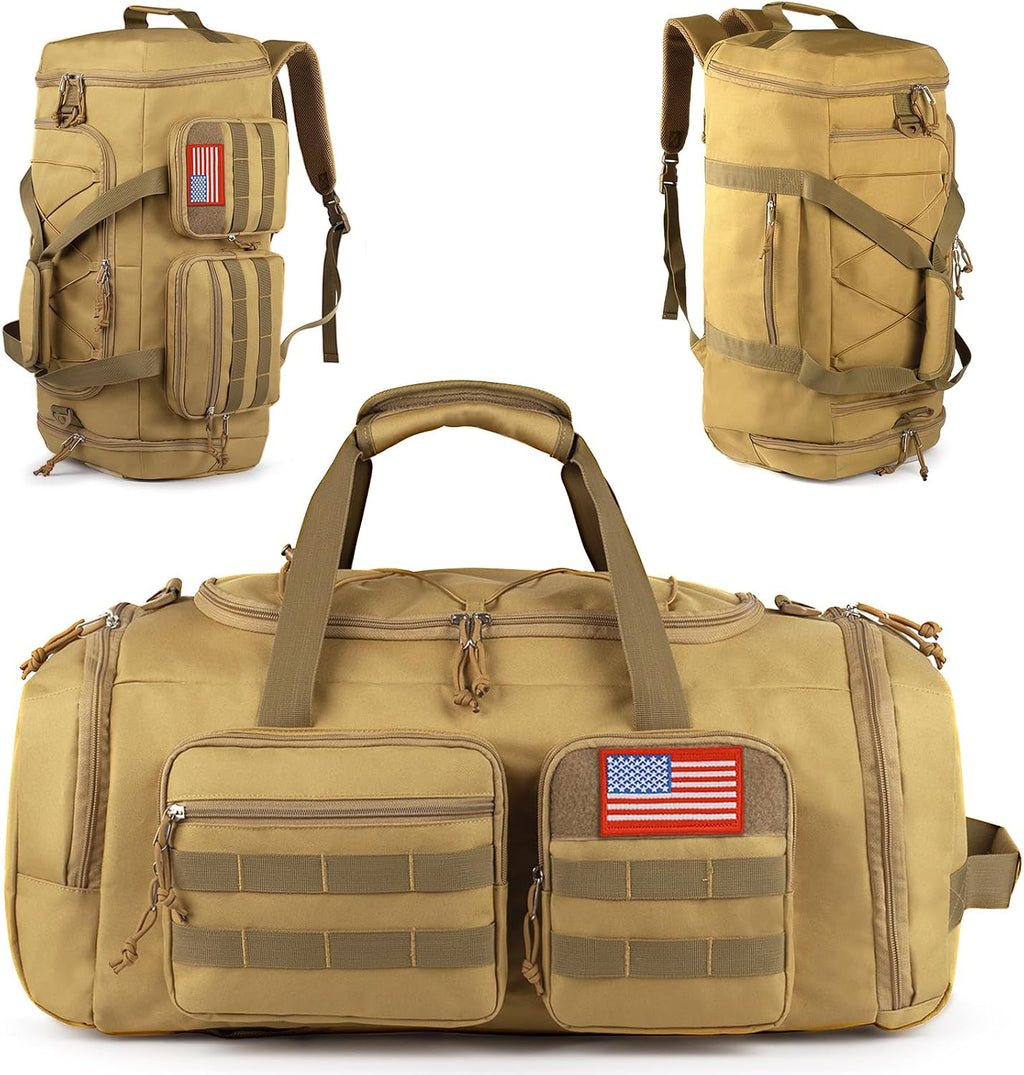 Tactical Gym Bag for Men,70L Large 3-in-1 Sports Duffle Bag for Travel Gym