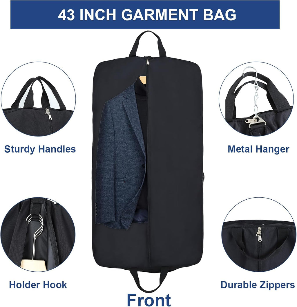 Edraco Garment Bag for Travel, Large Suit Travel Organizer Bag, Foldable Carry On Garment Bag