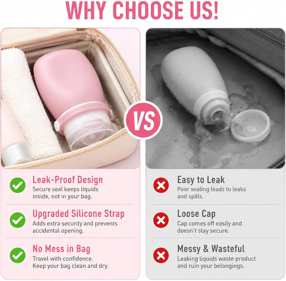 1 oz Silicone Travel Bottles, 4Pcs Leakproof Squeeze Bottle TSA Approved Travel Size Containers Shampoo Bottles Lotion Container for Toiletries Conditioner Salad Dressing Conditioner Liquid Toothpaste
