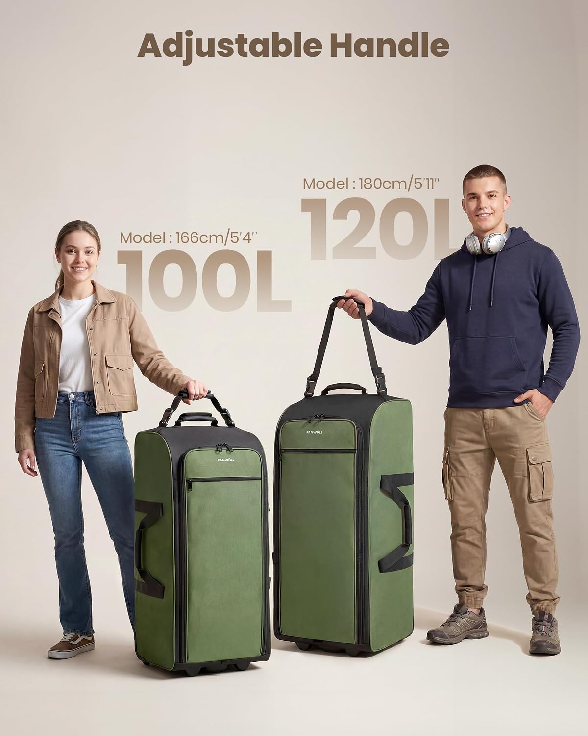 Fanwoli 30'' Extra Large Rolling Duffel Bag with Wheels, Heavy Duty