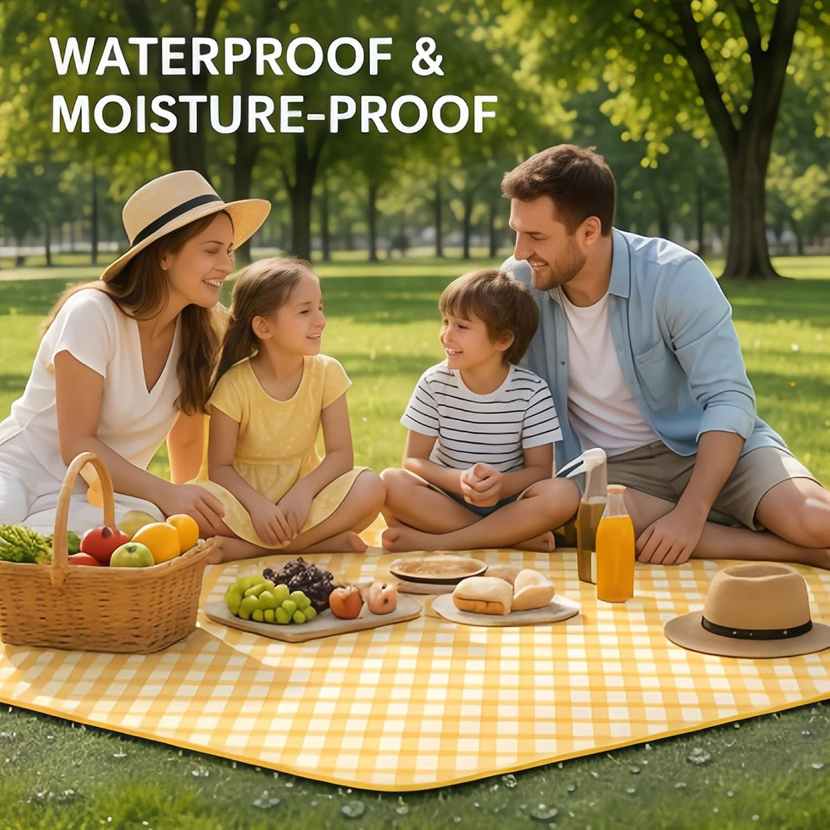 Extra Large 78.7×78.7 Inch Waterproof Picnic Blanket, Ultralight 0.88 lb Oxford Fabric Outdoor Mat for Camping Beach Hiking, Portable Foldable Travel Picnic Mat for Family, Machine Washable
