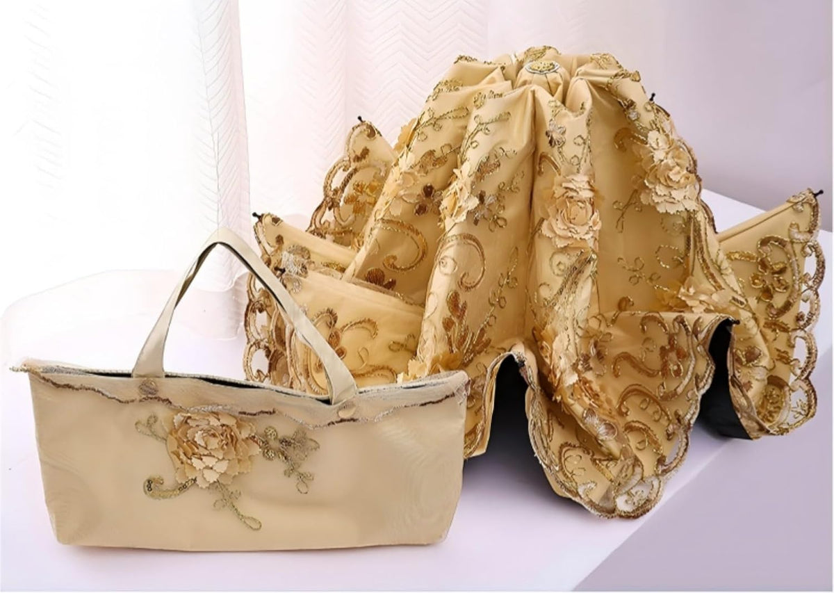 Foldable Lace Sun Parasol UPF 50+ UV Protection Flower Embroidery Vintage Umbrella