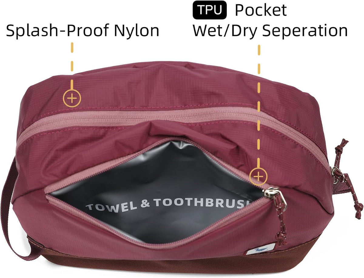 Travel Toiletry Bag 5L, Compact Travel Organizer with Waterproof TPU Wet/Dry Compartment