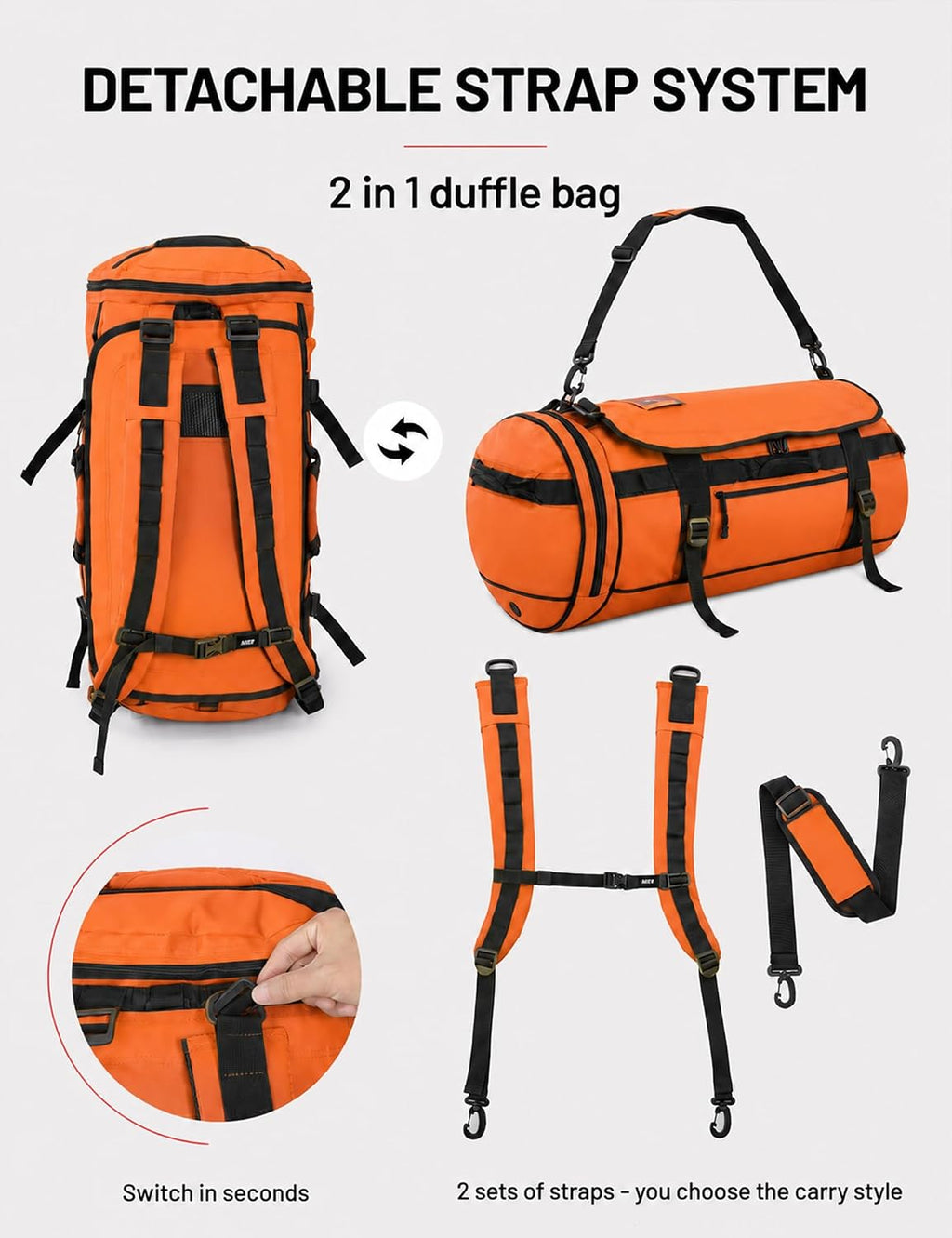 MIER Large Duffle Bag Backpack for Travel Camping Gym Sports, 45L/60L/90L