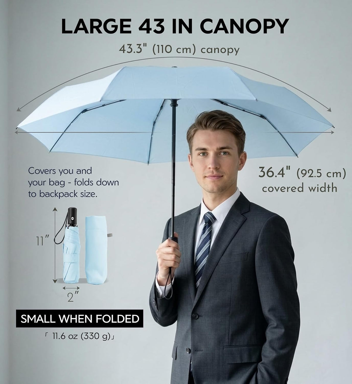 Umbrella Travel Size Compact Auto Open Close, Windproof for Rain