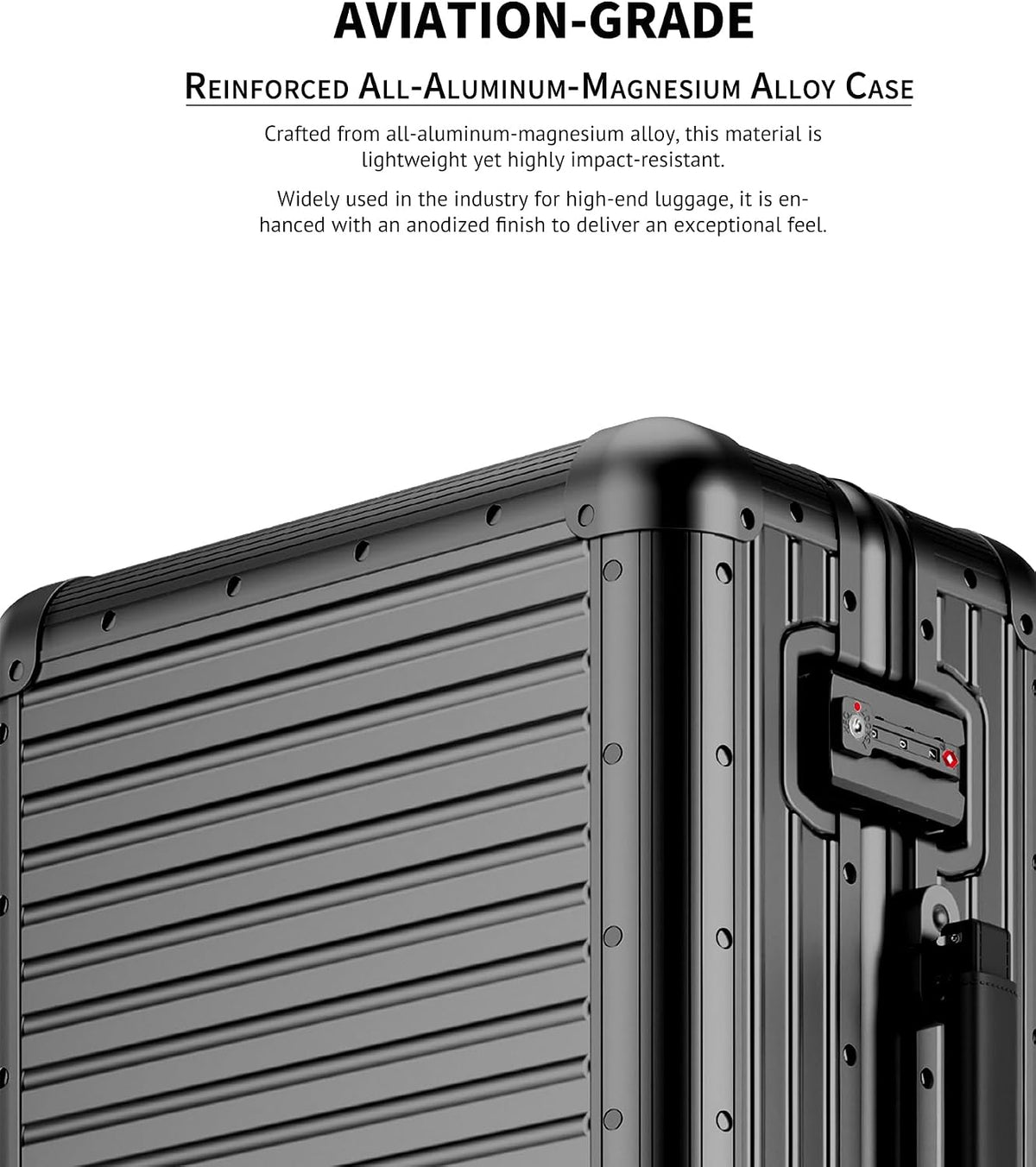 All Aluminum Carry On Luggage 20 inch Zipperless Suitcase,Black
