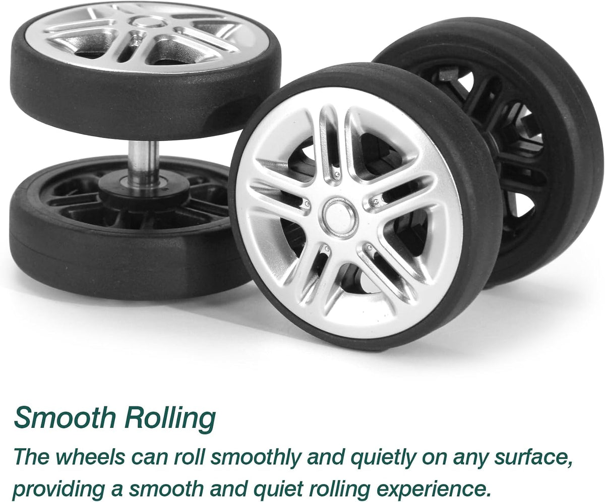 8 Pcs Double Row Suitcase Replacement Swivel Wheels OD50mm Silver A12