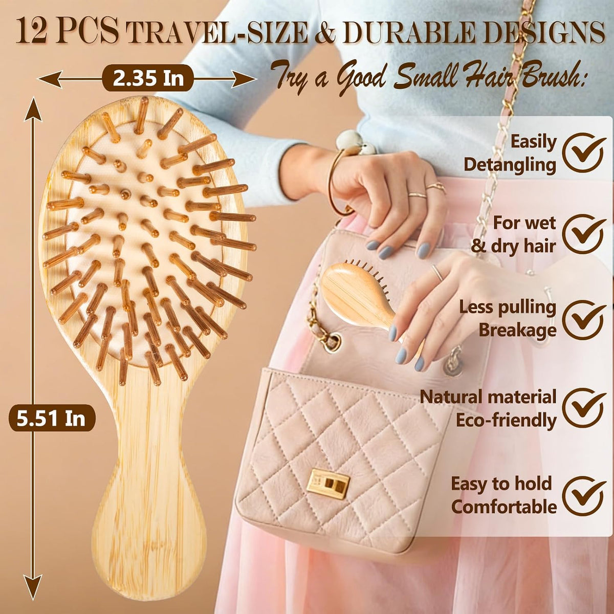 12 Pack Mini Detangling Hair Brush & 12 Color Dual-Tip Marker