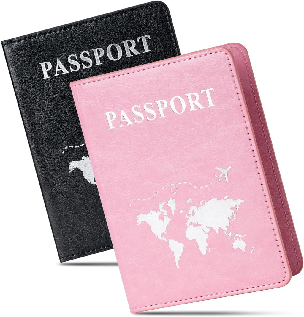 2 Pcs Passport Holders，Ultra Slim Passport Wallet for Travel Essentials