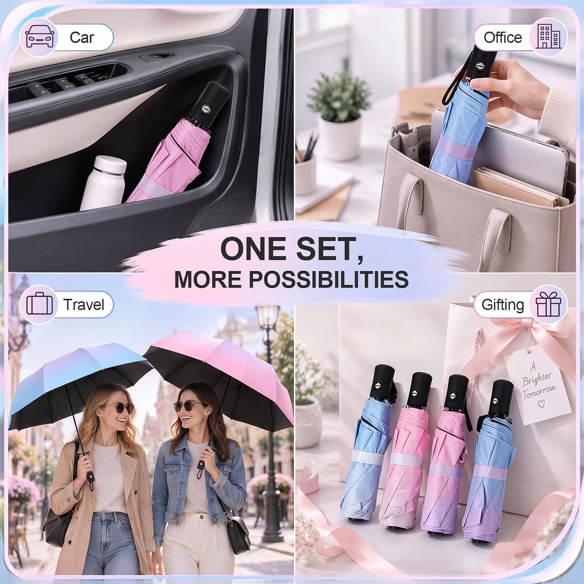 Jexine Windproof Travel Umbrella Compact Small