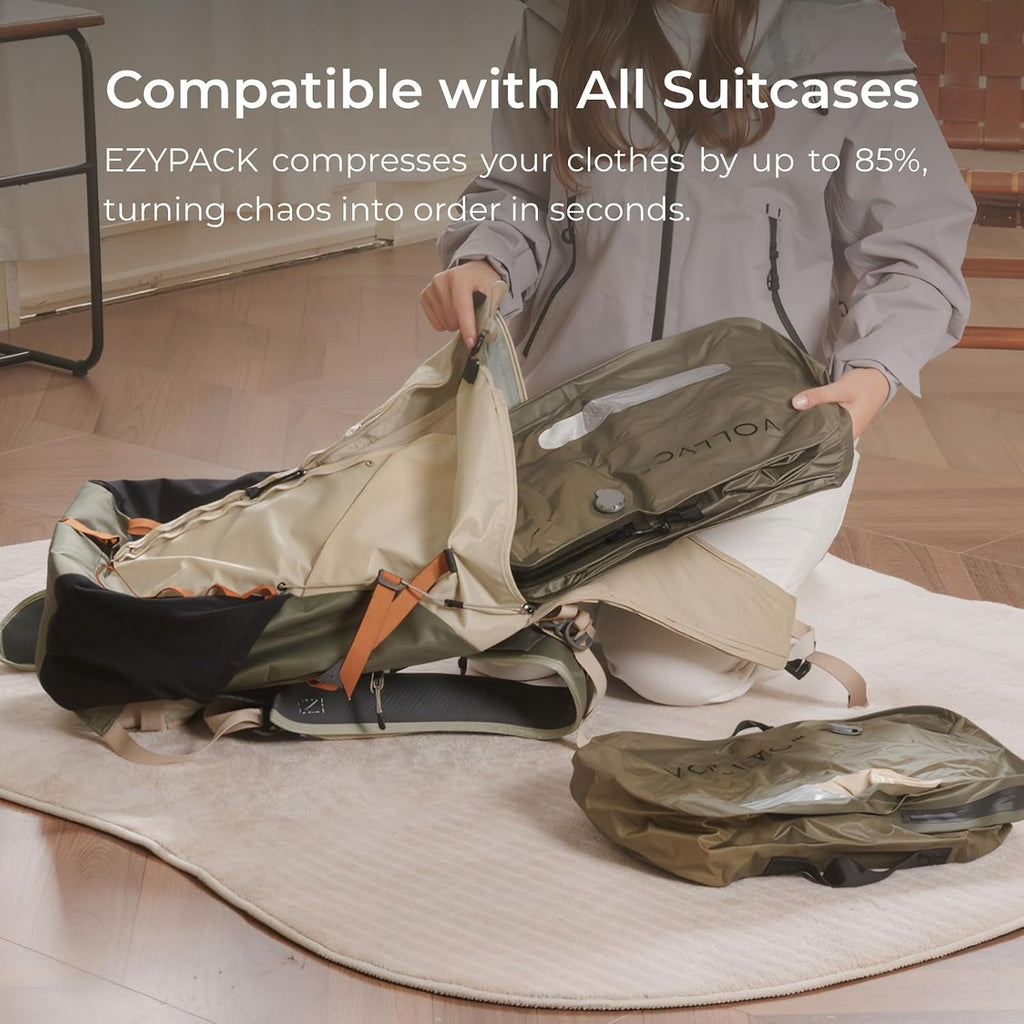4 IN 1 Vacuum Travel Bags with Wireless Pump, Compression Packing Bags for Luggage & Carry-On, Waterproof Anti-Tear Nylon, Stores 50+ Clothes, TSA-Ready Travel Essentials