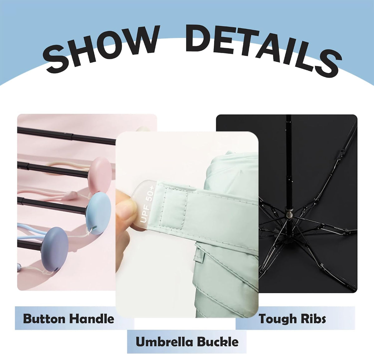 Mini Sun Travel UV Umbrella Anti UPF 50 Protection 99.9% Micro handle Coating Layer Fabric Compact/Lightweight Small Portable Backpack/Folding Purse Pocket Umbrella Rain/Blocking/Men Women Kids