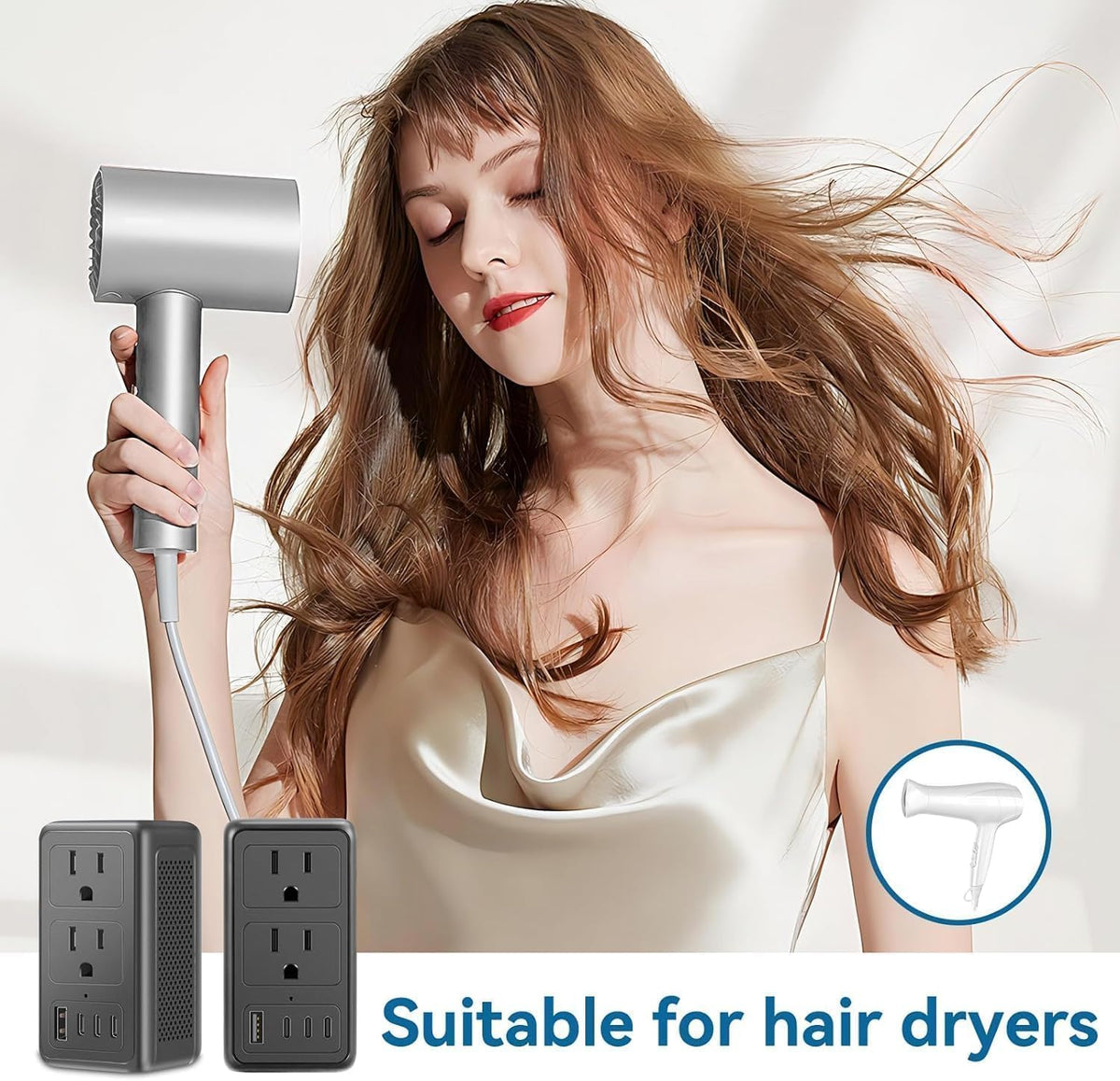2000W 220V to 110V Voltage Converter US to Europe for Hair Dryer(Black)
