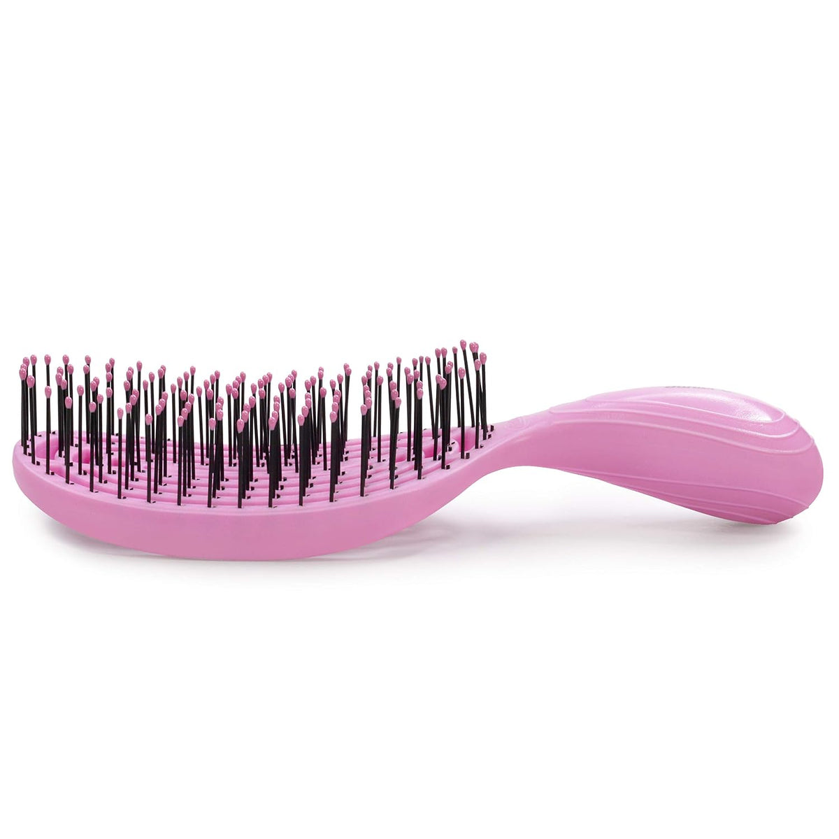 NuWay 4Hair® Junior C® Compact Scalp Care Hair Brush – Curved Vented Brush for Gentle Scalp Massage, Quick Drying, Wet & Dry Hair (Candy Pink)