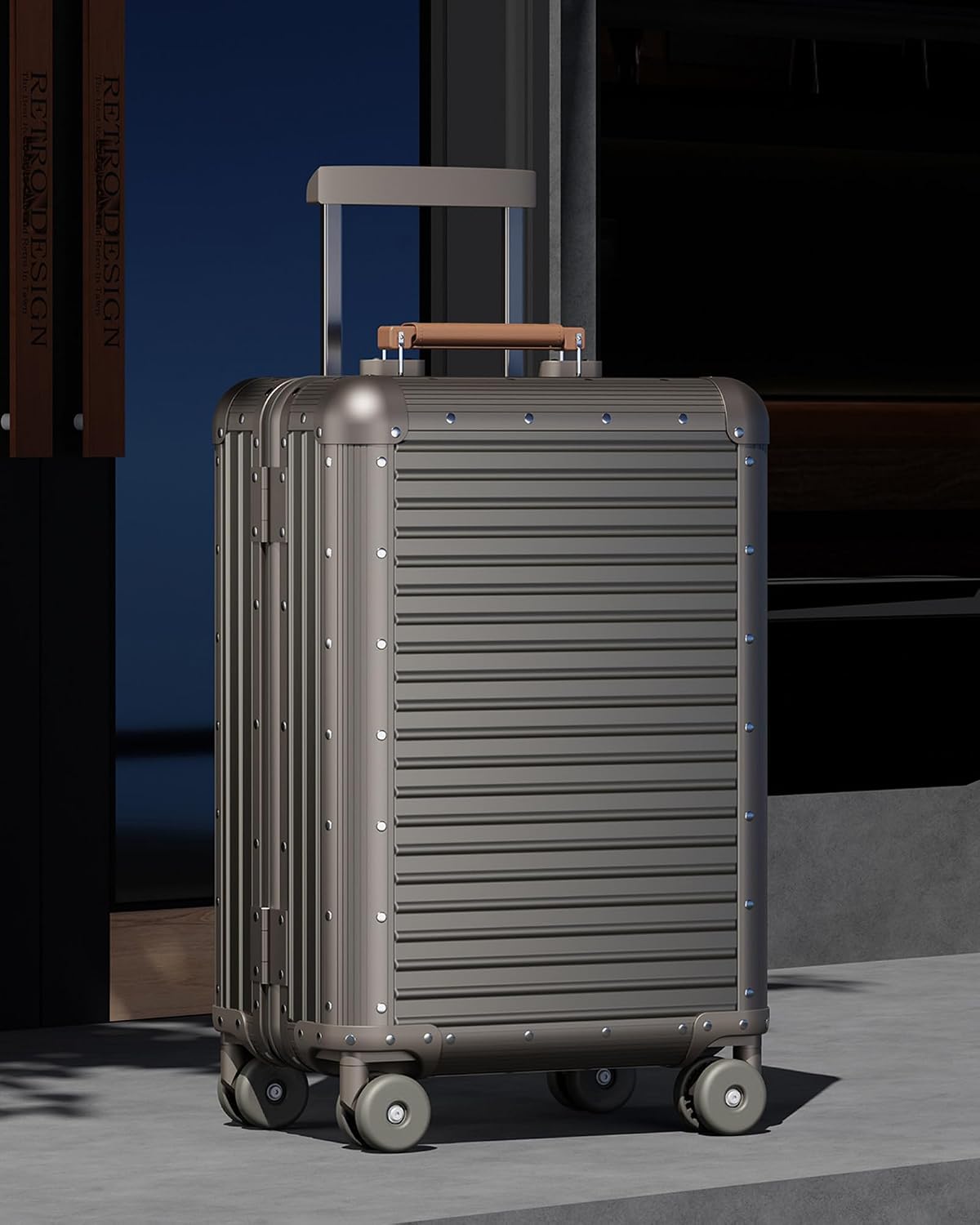 All Aluminum Carry On Luggage 20 inch Zipperless Suitcase,Gold