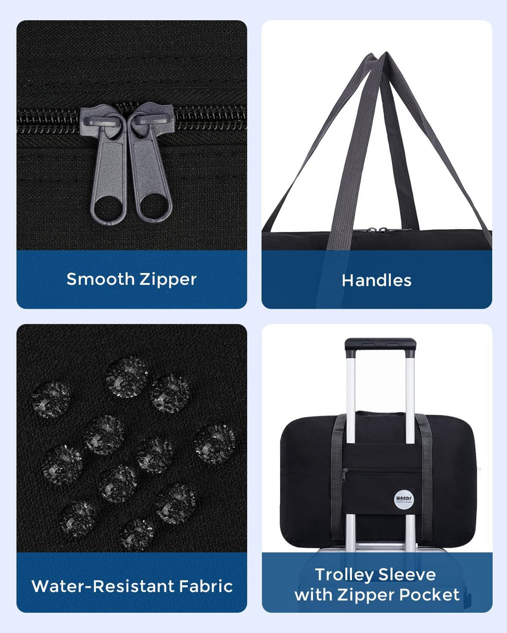 WANDF 2 Piece Personal Item Travel Bag, Carry On Duffle Bag