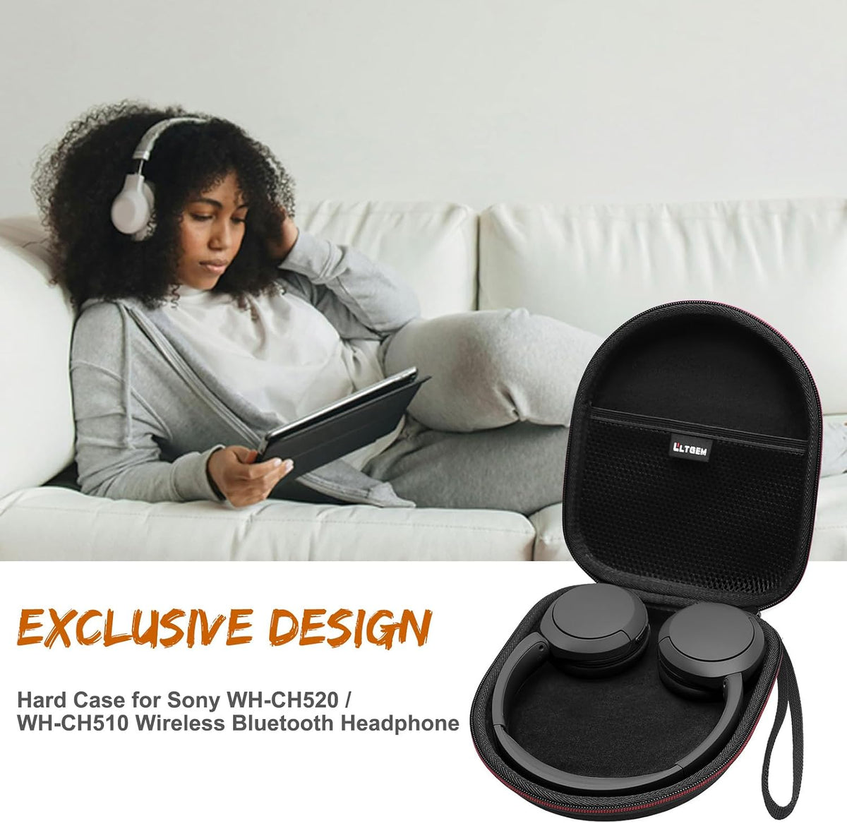 Case for Sony WH-CH520/WH-CH530 Wireless Headphones, White