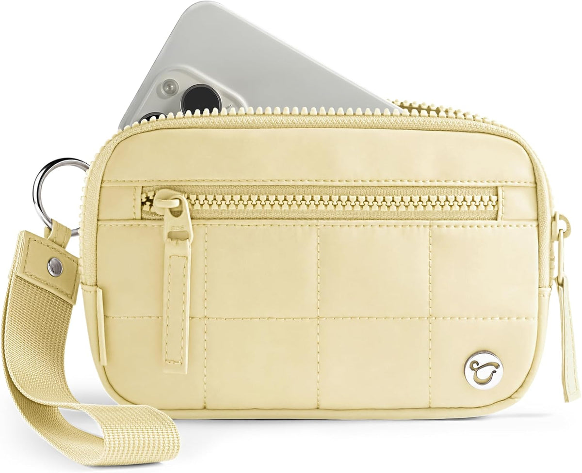 Uselike Womens Wallet Card Holder Purse with Zipper Quilted Phone Wallet RFID Blocking Small Wristlet Wallets for Everyday, Travel (Clear Yellow, Small)
