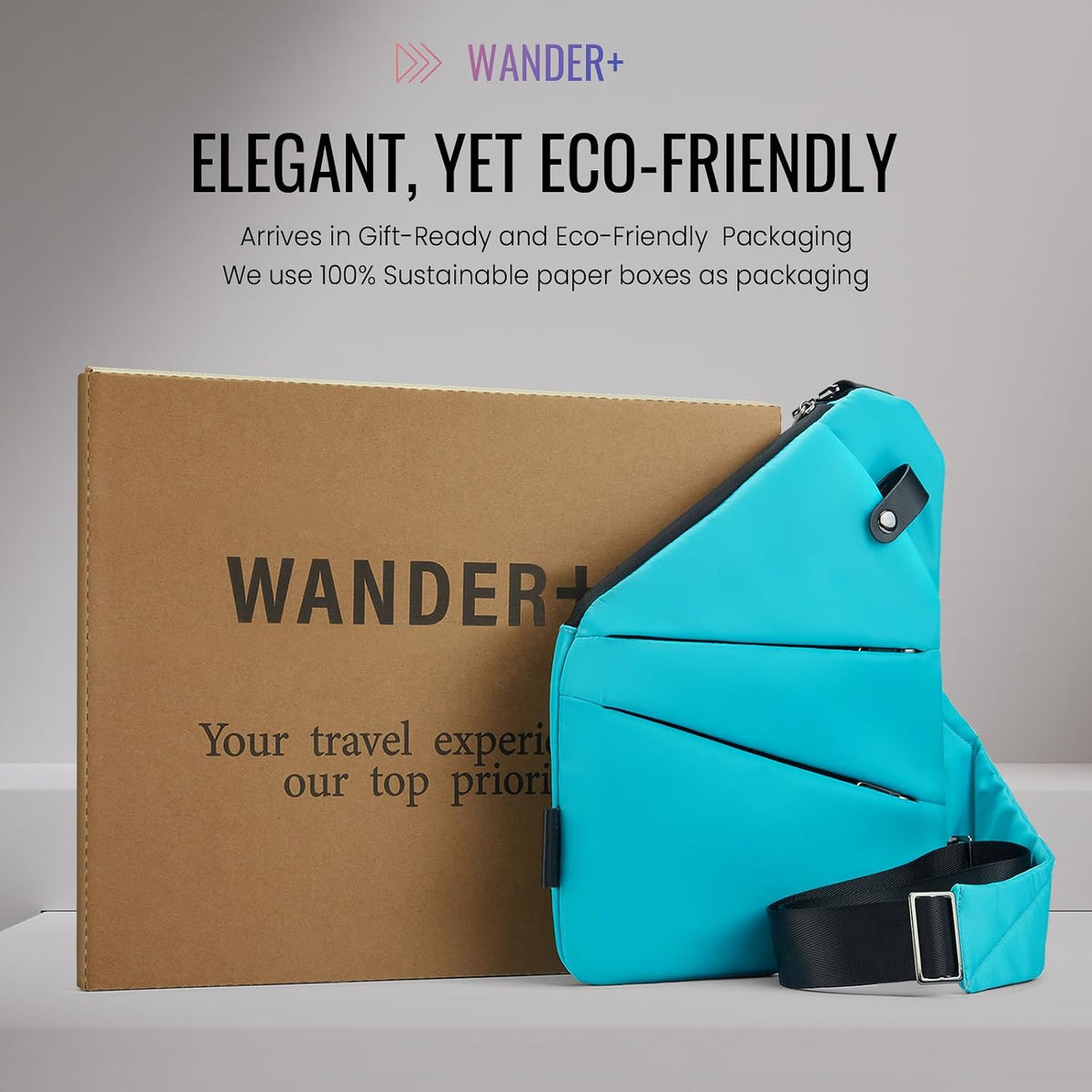 WANDER+® Anti Theft Crossbody Travel Bag for Women Men, Multi-Pocket Crossbody Bag, Slim Sling Bag