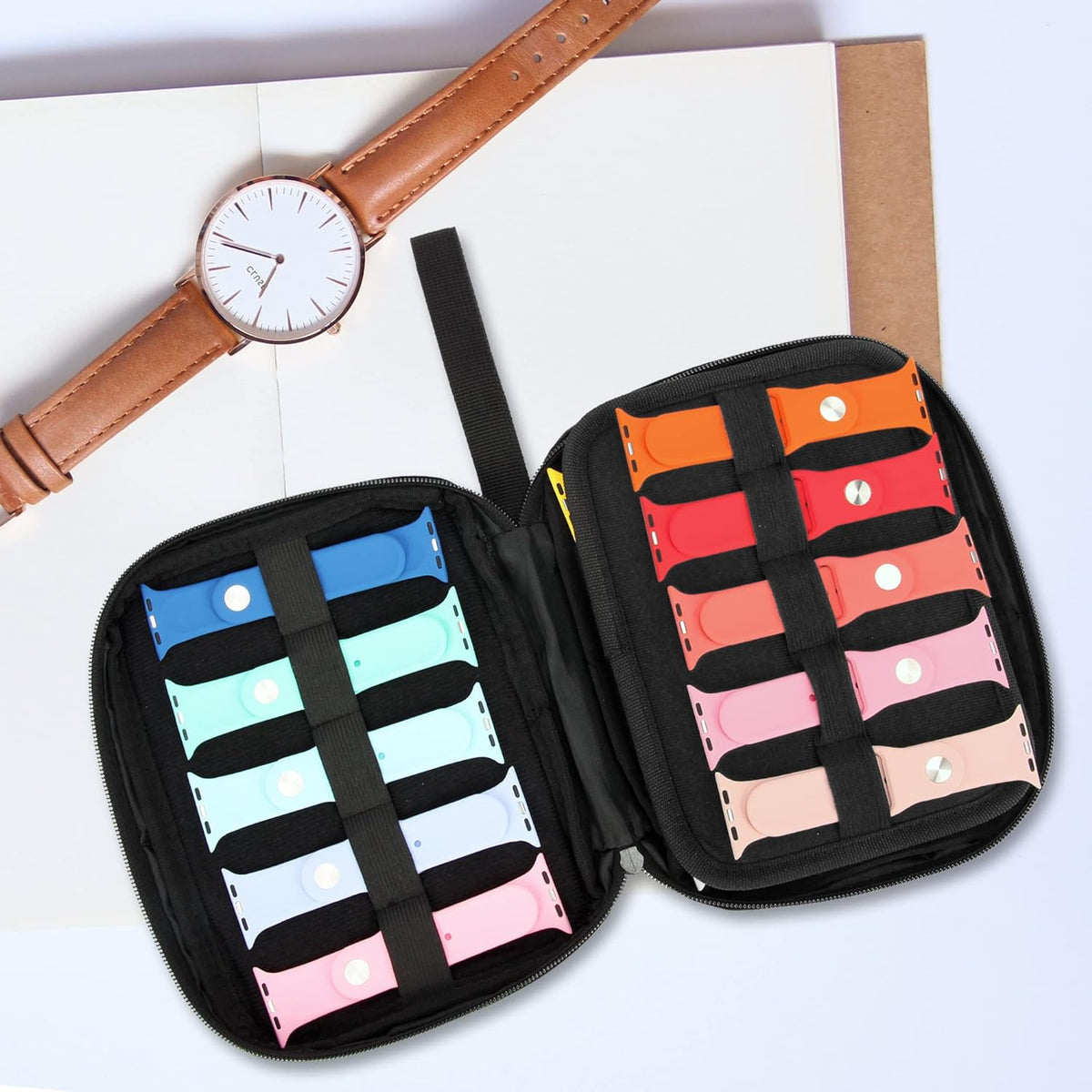 PACMAXI 20 Watch Bands Storage Carrying Case Compatible with Watches