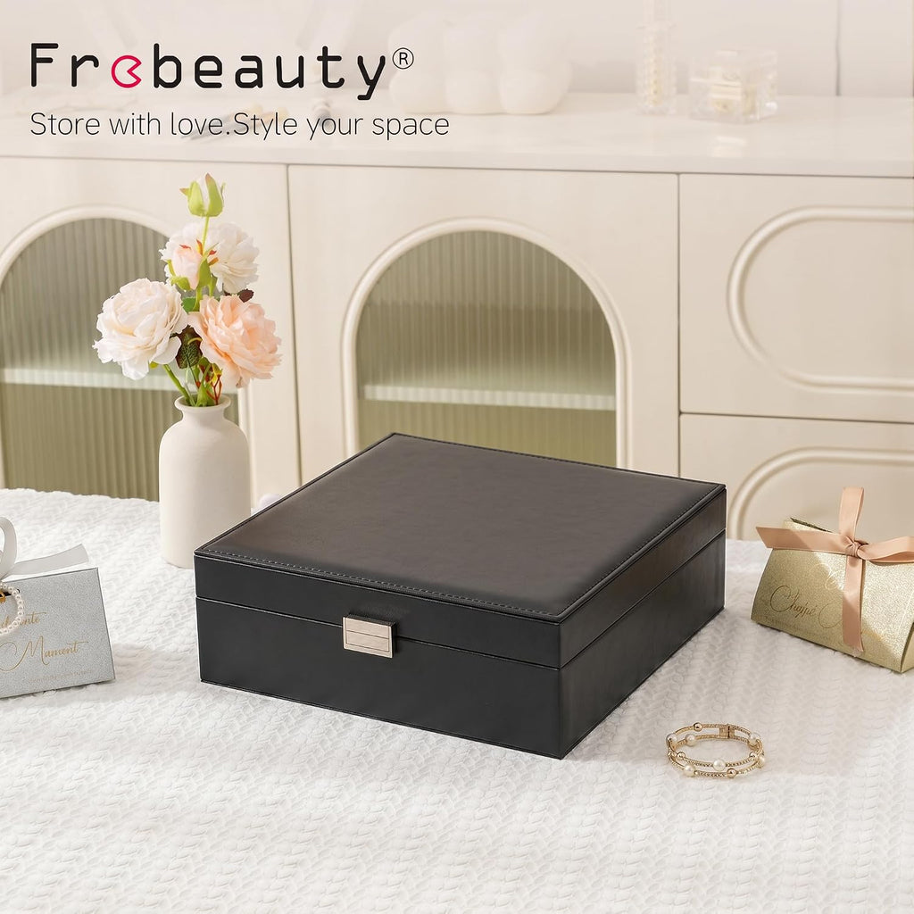 Frebeauty 50 Grid Earring Holder Organizer,2 Layer Jewelry Box for Women