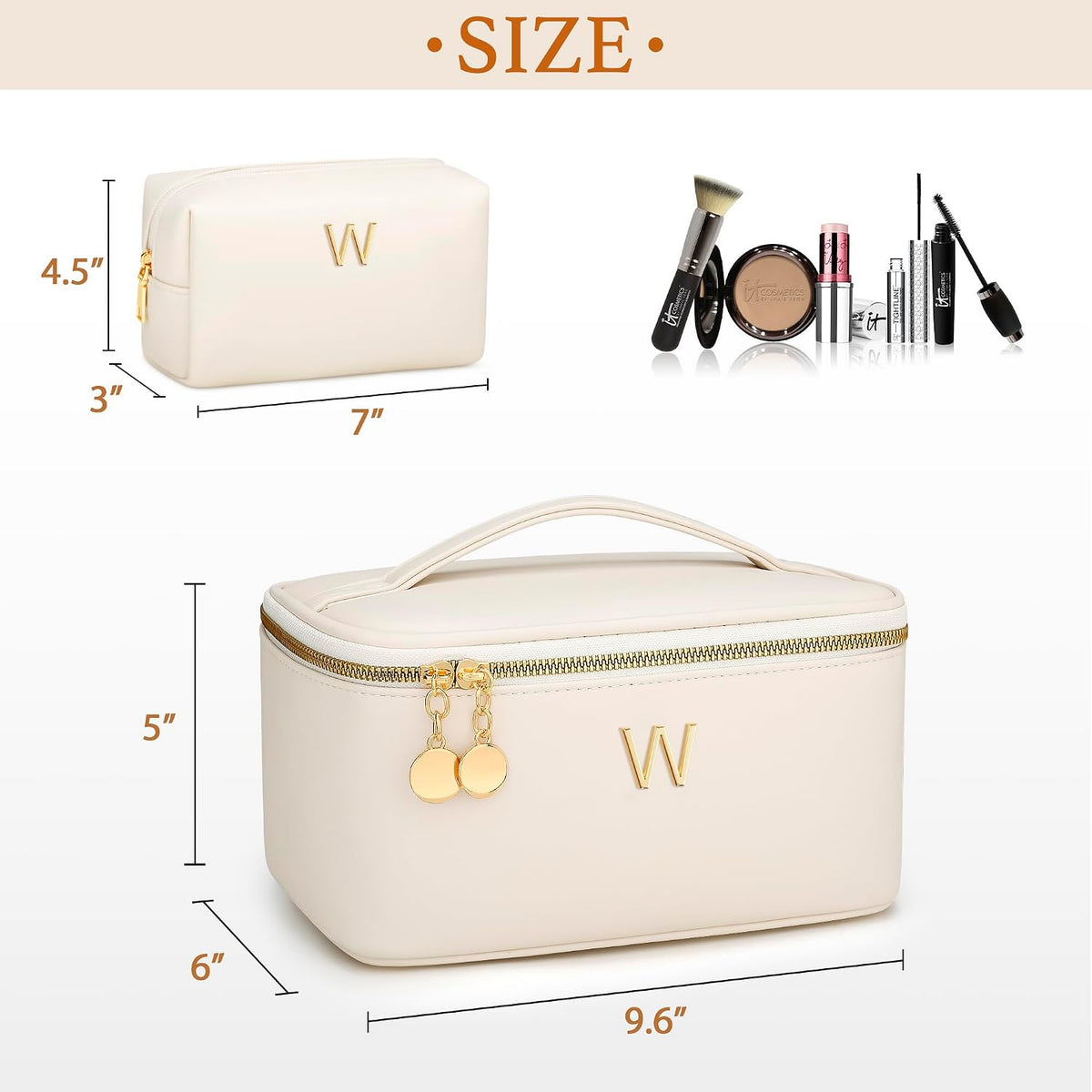 Personalized Initial Travel Makeup Toiletry Bag Gifts for Women