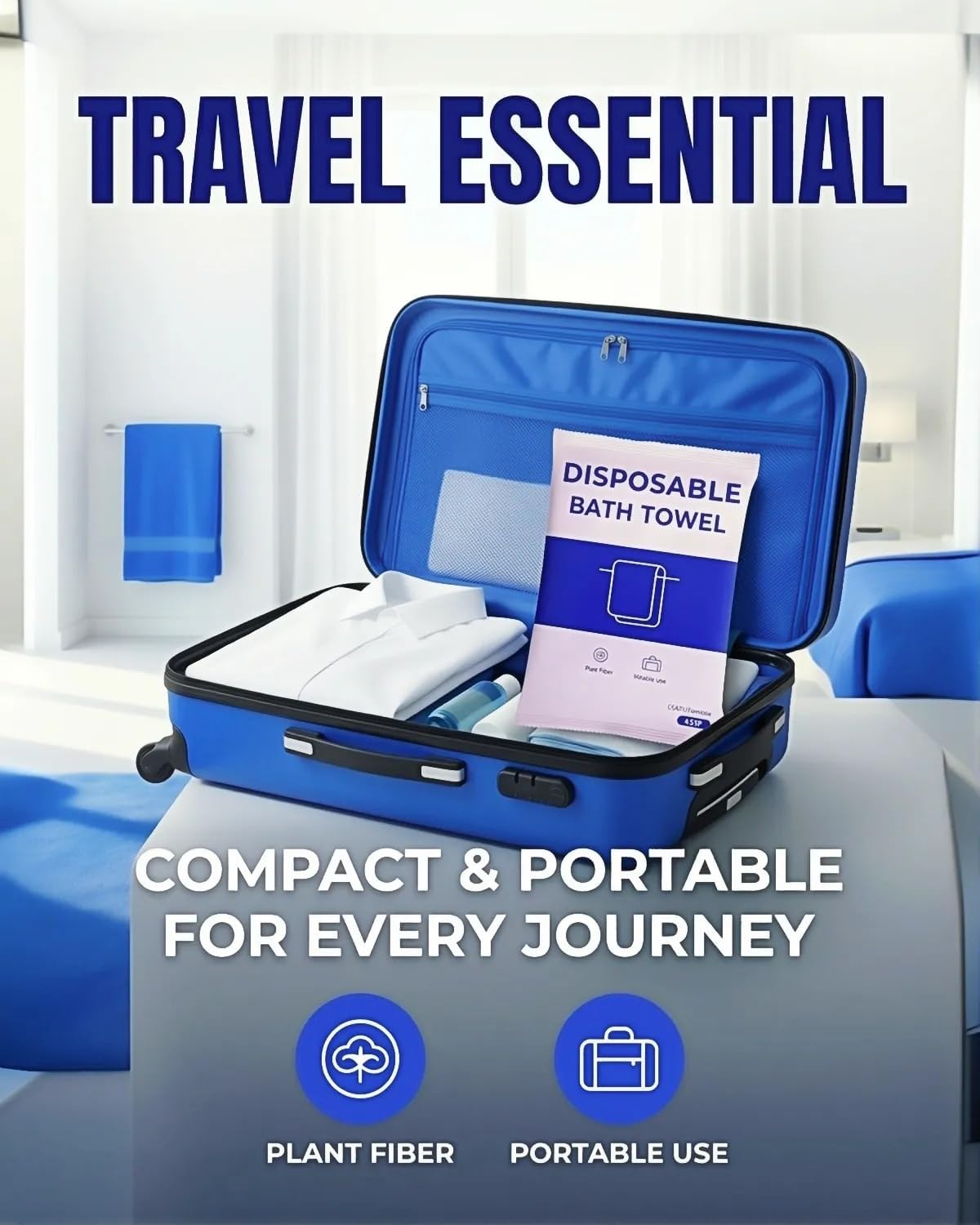 Extra Large Highly Absorbent Disposable Bath Towels for Travel – 6 Pack