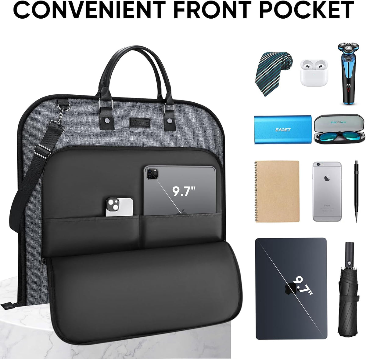 BALEINE Garment Bags for Travel, Water Resistant Carry on Suit Bag
