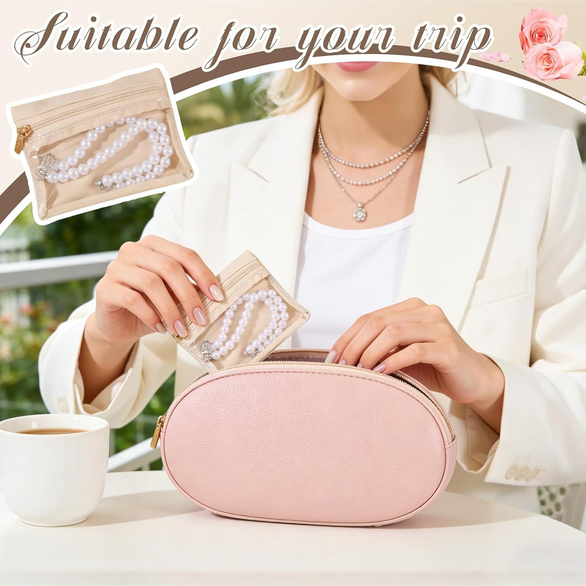 20 Pcs Portable Velvet Jewelry Pouch with Zipper, Clear
