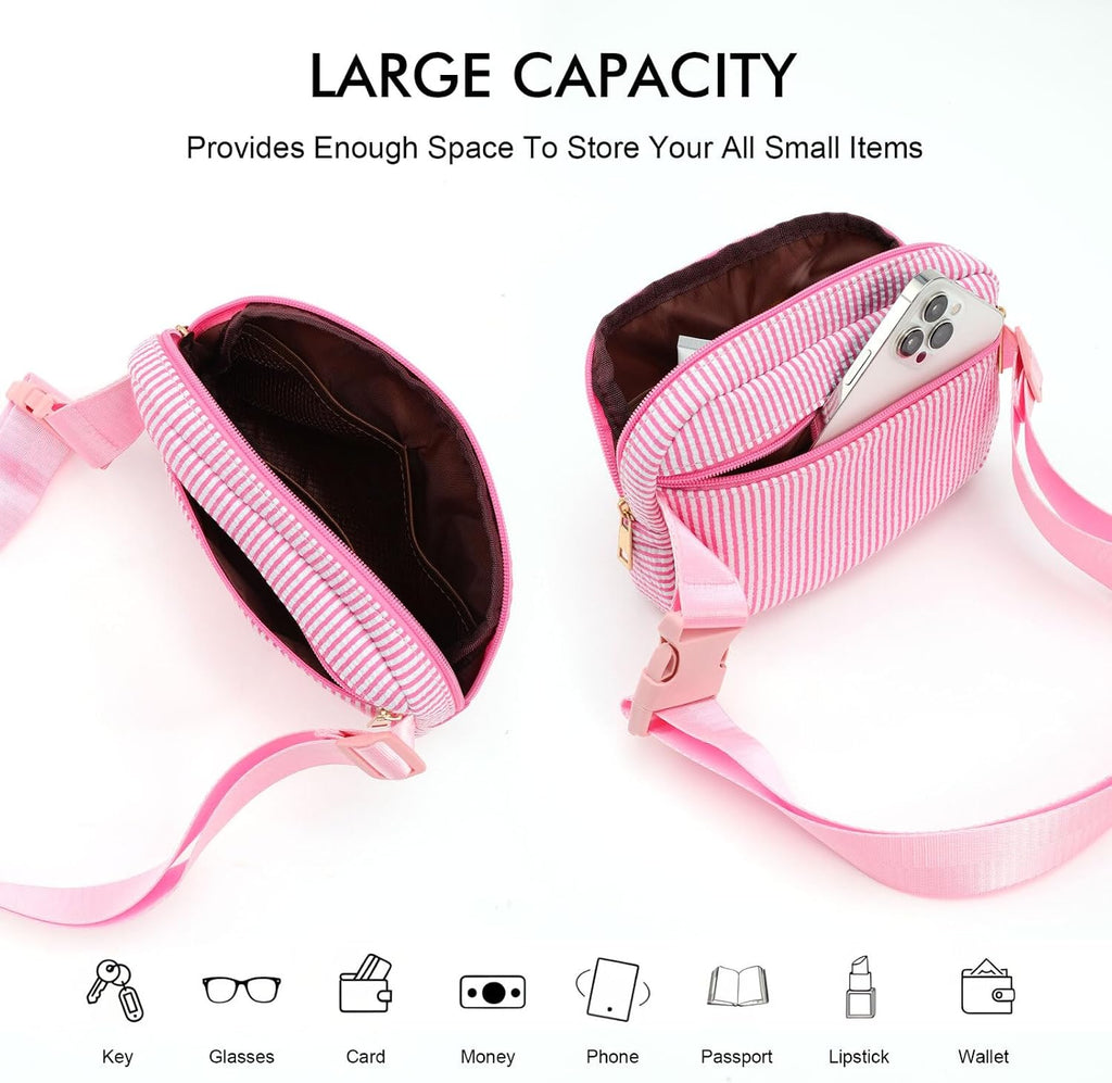 YOOLIFE Initial Belt Bag Crossbody Bag for Girls Kids Birthday Gifts Pink D