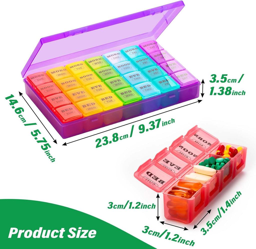 Mossime Pill Organizer 4 Times a Day, XL Weekly AM PM Pill Box, 7 Day Large