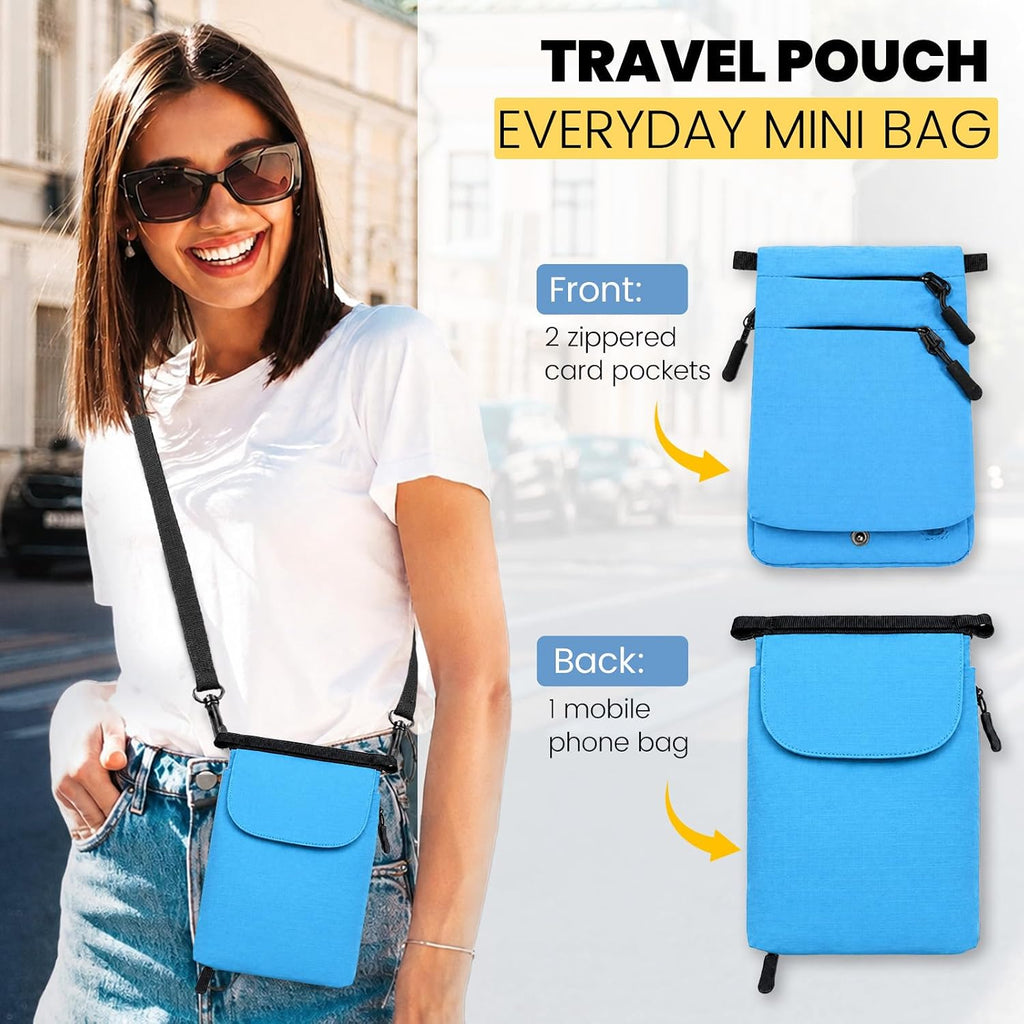 RFID Blocking Passport Holder for Travel Women Wallet Suit Single & Couples, Travel Essentials Neck Wallet with Adjustable Strap and Multi-Pocket Document Organizer Men for International Travelers