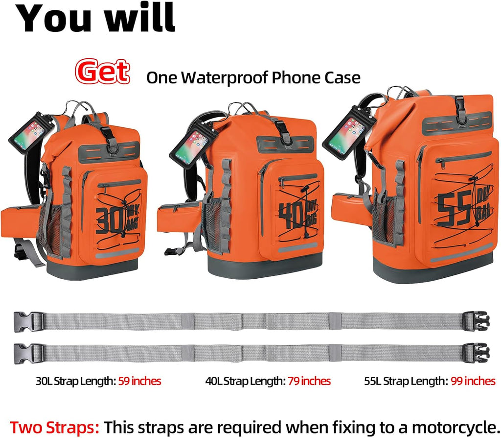MORXPLOR Dry Bag Waterproof,5L/10L/20L/30L/40L/55L Roll Top Dry Bag Backpack with WaterProof Phone Case for Swim,Kayak